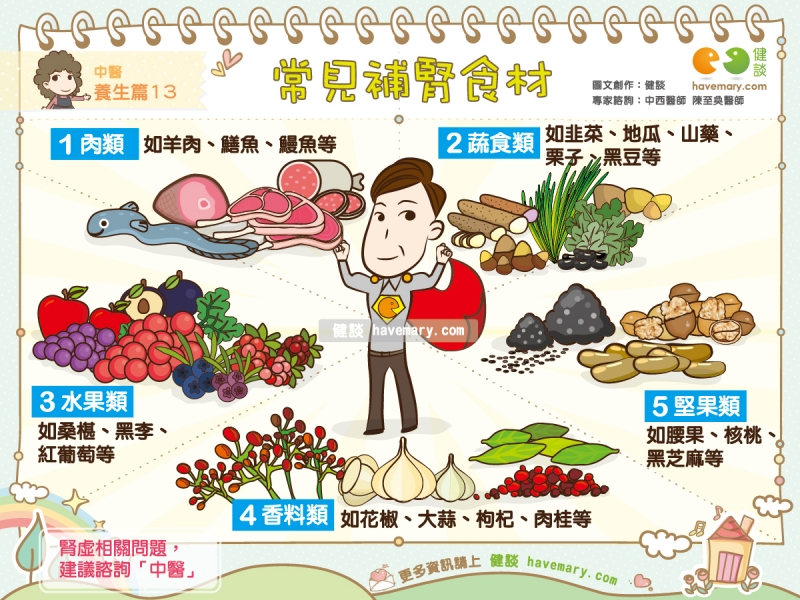 腎虛,補腎食材,中醫,健康圖文,健康漫畫,漫漫健康,Kidney,TCM,健談,健談網,havemary