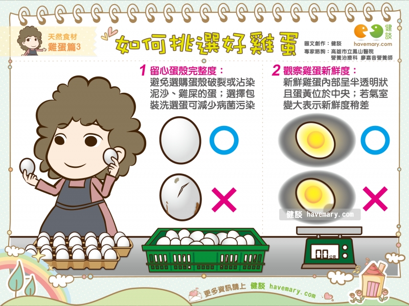 雞蛋,挑雞蛋,好雞蛋,健康圖文,健康漫畫,漫漫健康,Eggs, pick eggs, good eggs,健談,健談網,havemary